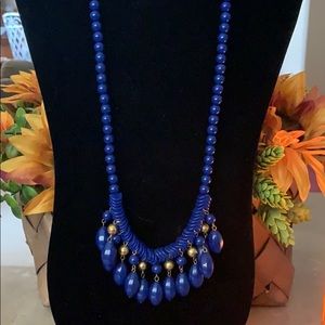 Lovely Blue and Gold Beaded Necklace